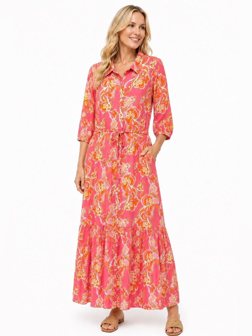 J. McLaughlin Foley Maxi Dress Women's Linen Blend Floral Size XL Summer